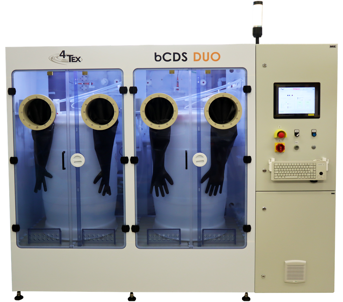 4Tex bCDS chemical delivery system with containment glovebox and touch-panel HMI